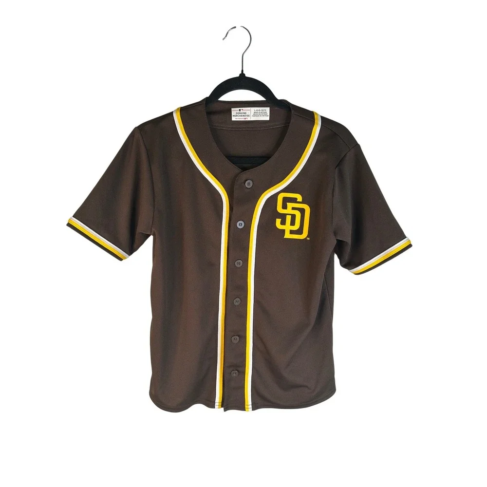 MLB Genuine Merch Boy's Brown SD San Diego Padres Baseball Jersey Large 10/12
